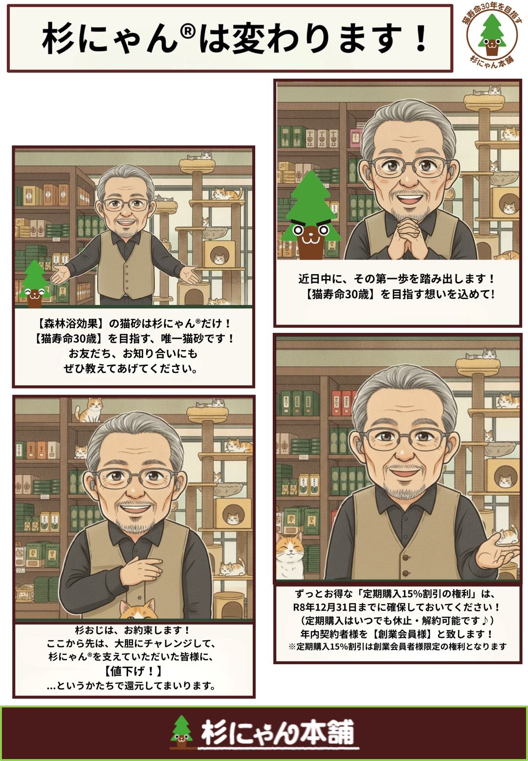 杉にゃん変わります4コマ漫画